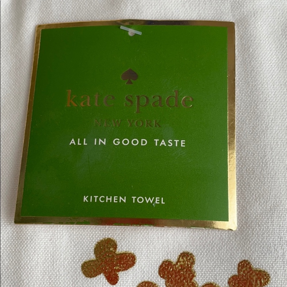 🎉HP🎉 Kate Spade Gold Foil Popcorn Dish Towels 2 ONE SET LEFT - Picture 2 of 5